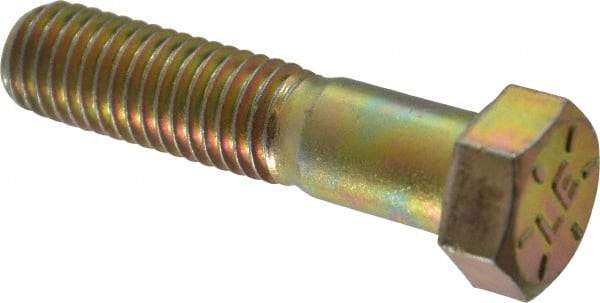 Value Collection - 1/2-13 UNC, 2-1/4" Length Under Head Hex Head Cap Screw - Partially Threaded, Grade 8 Alloy Steel, Zinc-Plated Finish, 3/4" Hex - Apex Tool & Supply