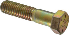 Value Collection - 1/2-13 UNC, 2-1/4" Length Under Head Hex Head Cap Screw - Partially Threaded, Grade 8 Alloy Steel, Zinc-Plated Finish, 3/4" Hex - Apex Tool & Supply