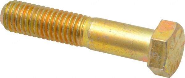 Value Collection - 1/2-13 UNC, 2-1/2" Length Under Head Hex Head Cap Screw - Partially Threaded, Grade 8 Alloy Steel, Zinc-Plated Finish, 3/4" Hex - Apex Tool & Supply