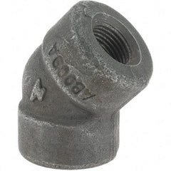 Made in USA - Size 3/8", Class 3,000, Forged Carbon Steel Black Pipe 45° Elbow - 3,000 psi, Threaded End Connection - Apex Tool & Supply