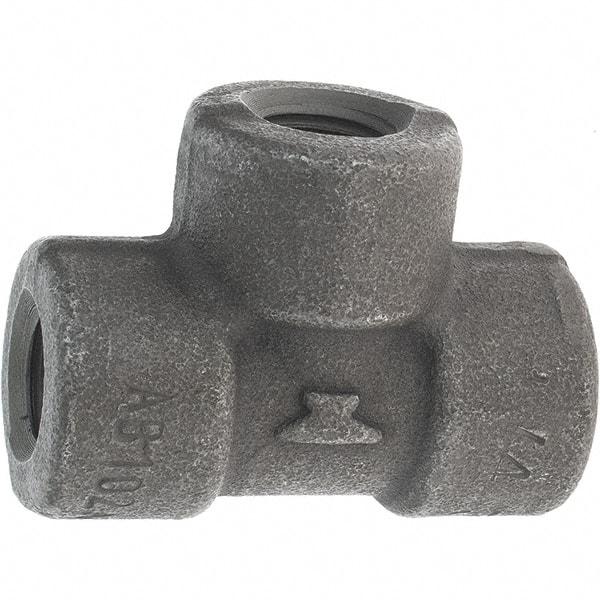 Made in USA - Size 1/4", Class 3,000, Forged Carbon Steel Black Pipe Tee - 3,000 psi, Threaded End Connection - Apex Tool & Supply