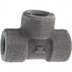 Made in USA - Size 1/4", Class 3,000, Forged Carbon Steel Black Pipe Tee - 3,000 psi, Threaded End Connection - Apex Tool & Supply