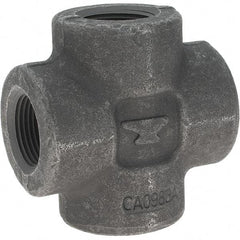 Made in USA - Size 1", Class 3,000, Forged Carbon Steel Black Pipe Cross - 3,000 psi, Threaded End Connection - Apex Tool & Supply