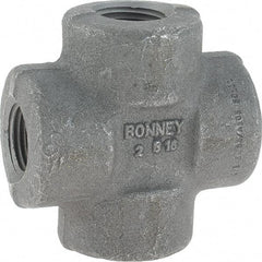 Made in USA - Size 1/2", Class 3,000, Forged Carbon Steel Black Pipe Cross - 3,000 psi, Threaded End Connection - Apex Tool & Supply