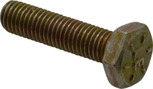 Value Collection - 1/4-28 UNF, 1" Length Under Head Hex Head Cap Screw - Fully Threaded, Grade 8 Alloy Steel, Zinc-Plated Finish, 7/16" Hex - Apex Tool & Supply