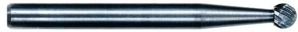 M.A. Ford - 1/8" Cut Diam, 1/8" Shank Diam, Oval Head Single Cut Burr - Carbide, Radius End, 7/32" LOC, 3" OAL - Apex Tool & Supply
