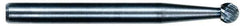 M.A. Ford - 1/8" Cut Diam, 1/8" Shank Diam, Oval Head Double Cut Burr - Carbide, Radius End, 7/32" LOC, 3" OAL - Apex Tool & Supply