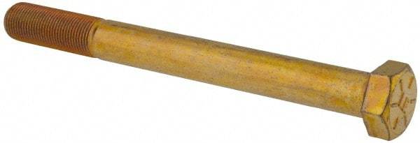 Value Collection - 7/8-14 UNF, 9" Length Under Head Hex Head Cap Screw - Partially Threaded, Grade 8 Alloy Steel, Zinc-Plated Finish, 1-5/16" Hex - Apex Tool & Supply