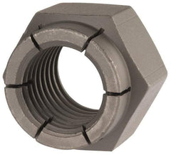 Flex-Loc - 1-8 UNC Grade 2 Hex Lock Nut with Expanding Flex Top - 1-7/16" Width Across Flats, Uncoated, Meets Military Specifications - Apex Tool & Supply