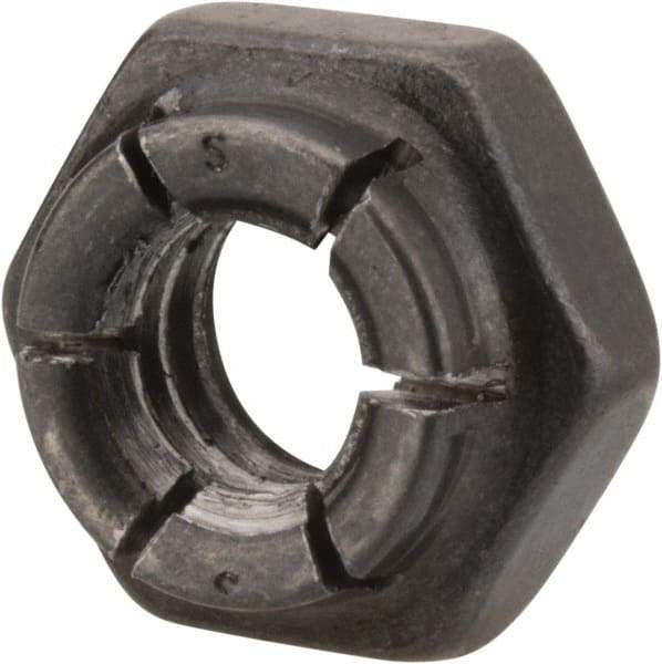Flex-Loc - 1/4-20 UNC Grade 2 Hex Lock Nut with Expanding Flex Top - 7/32" High, Uncoated, Meets Military Specifications - Apex Tool & Supply