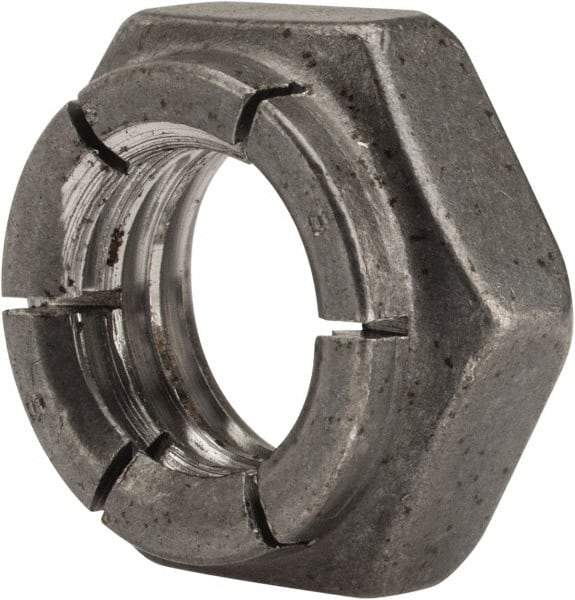 Flex-Loc - 1/2-13 UNC Grade 2 Hex Lock Nut with Expanding Flex Top - 21/64" High, Uncoated, Meets Military Specifications - Apex Tool & Supply