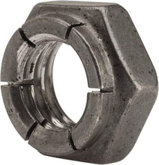 Flex-Loc - 1/2-13 UNC Grade 2 Hex Lock Nut with Expanding Flex Top - 21/64" High, Uncoated, Meets Military Specifications - Apex Tool & Supply