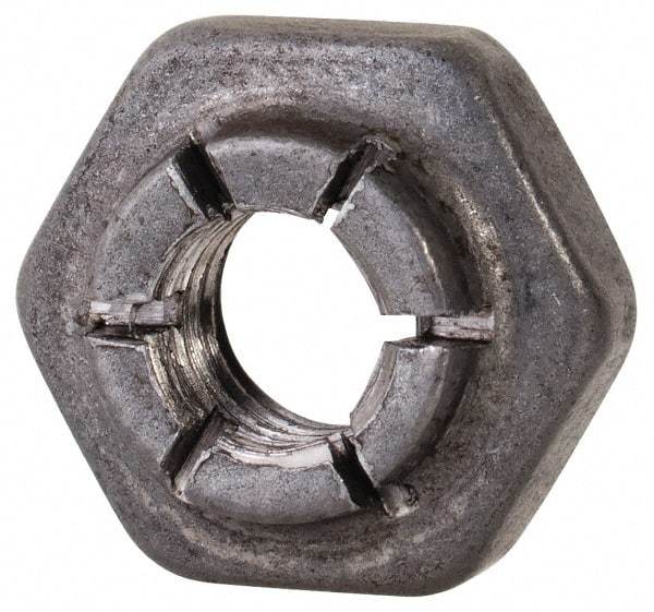 Flex-Loc - #10-32 UNJF Grade 2 Hex Lock Nut with Expanding Flex Top - 3/16" High, Uncoated, Meets Military Specifications - Apex Tool & Supply