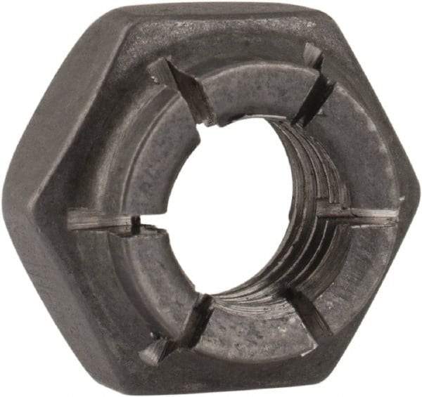 Flex-Loc - 1/4-28 UNJF Grade 2 Hex Lock Nut with Expanding Flex Top - 7/32" High, Uncoated, Meets Military Specifications - Apex Tool & Supply