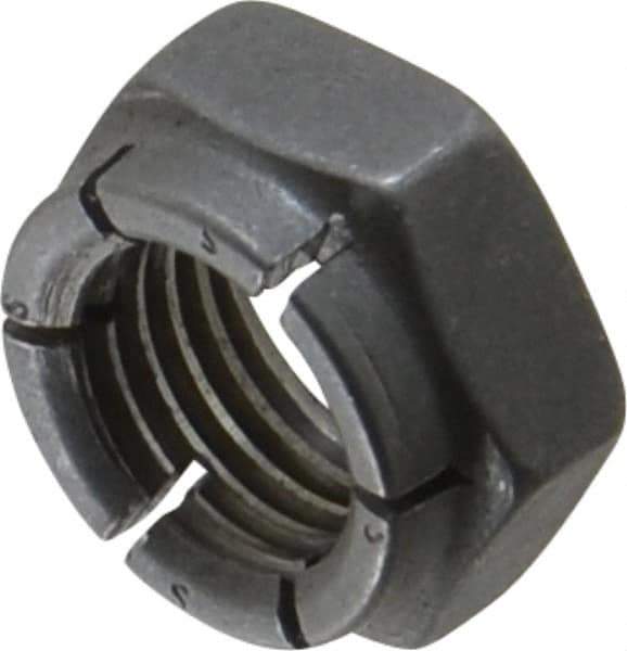 Flex-Loc - 7/16-20 UNJF Grade 2 Hex Lock Nut with Expanding Flex Top - 21/64" High, Uncoated, Meets Military Specifications - Apex Tool & Supply