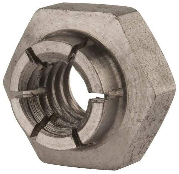 Flex-Loc - 1/4-20 UNC 18-8 Heavy Hex Lock Nut with Expanding Flex Top - Uncoated, Meets Military Specifications - Apex Tool & Supply