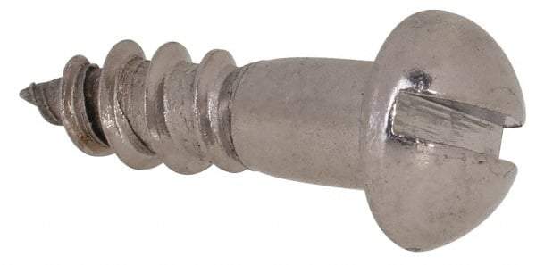 Value Collection - #6, 1/2" Length Under Head, Slotted Drive, Round Head Wood Screw - Stainless Steel, Grade 18-8 - Apex Tool & Supply