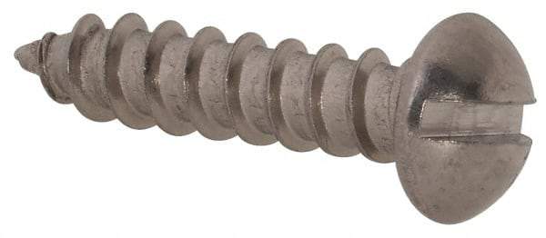 Value Collection - #8, 3/4" Length Under Head, Slotted Drive, Round Head Wood Screw - Stainless Steel, Grade 18-8 - Apex Tool & Supply