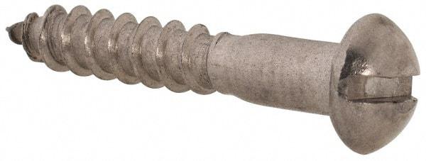 Value Collection - #8, 1" Length Under Head, Slotted Drive, Round Head Wood Screw - Stainless Steel, Grade 18-8 - Apex Tool & Supply
