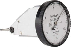 Mitutoyo - 0.03 Inch Range, 0.0005 Inch Dial Graduation, Vertical Dial Test Indicator - 1.5748 Inch White Dial, 0-15-0 Dial Reading, Accurate to 0.0005 Inch - Apex Tool & Supply