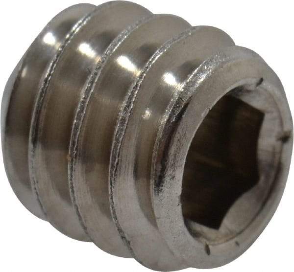 Value Collection - 1/4-20 UNC, 1/4" OAL, Cup Point Set Screw - Grade 316 Stainless Steel, 1/8" Key - Apex Tool & Supply