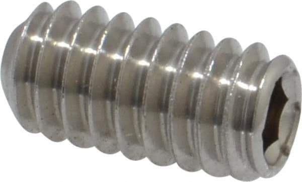 Value Collection - 1/4-20 UNC, 1/2" OAL, Cup Point Set Screw - Grade 316 Stainless Steel, 1/8" Key - Apex Tool & Supply