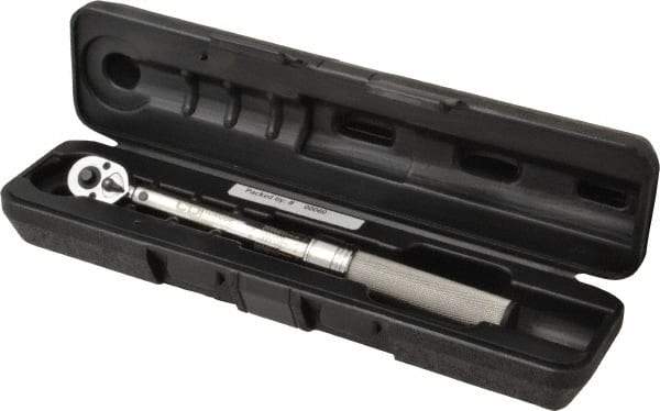 CDI - 1/4" Drive Micrometer Torque Wrench - 2.8 N/m to 15 N/m Torque, 10-5/32" OAL, 0.12 N/m Graduation, Ratcheting with Reverse Lever Head - Apex Tool & Supply