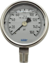 Wika - 2-1/2" Dial, 1/4 Thread, 0-160 Scale Range, Pressure Gauge - Lower Connection Mount, Accurate to 2-1-2% of Scale - Apex Tool & Supply