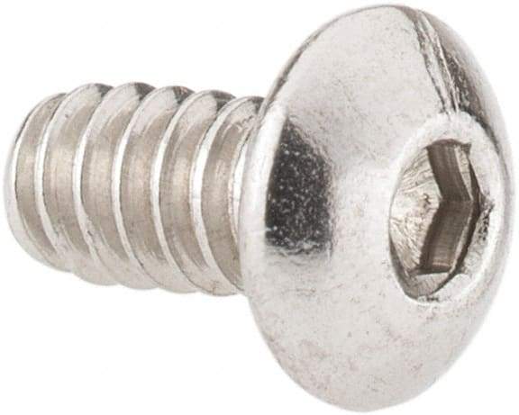 Value Collection - #6-32 UNC Hex Socket Drive, Button Screw - Grade 18-8 Stainless Steel, Uncoated, Fully Threaded, 1/4" Length Under Head - Apex Tool & Supply