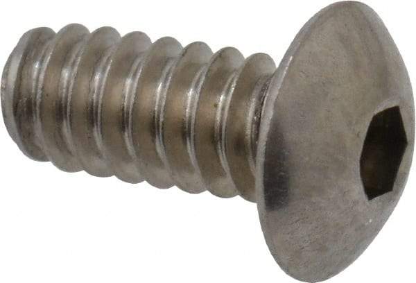 Value Collection - #6-32 UNC Hex Socket Drive, Button Screw - Grade 18-8 Stainless Steel, Uncoated, Fully Threaded, 5/16" Length Under Head - Apex Tool & Supply