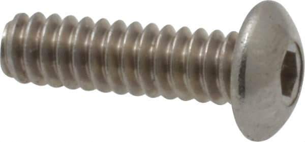 Value Collection - #6-32 UNC Hex Socket Drive, Button Screw - Grade 18-8 Stainless Steel, Uncoated, Fully Threaded, 1/2" Length Under Head - Apex Tool & Supply