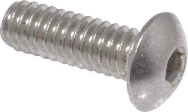 Value Collection - #8-32 UNC Hex Socket Drive, Button Screw - Grade 18-8 Stainless Steel, Uncoated, Fully Threaded, 1/2" Length Under Head - Apex Tool & Supply