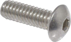Value Collection - #8-32 UNC Hex Socket Drive, Button Screw - Grade 18-8 Stainless Steel, Uncoated, Fully Threaded, 1/2" Length Under Head - Apex Tool & Supply