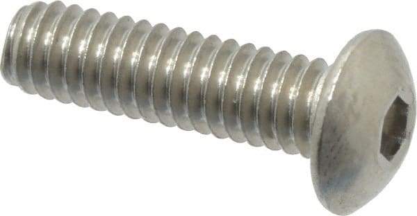 Value Collection - #8-32 UNC Hex Socket Drive, Button Screw - Grade 18-8 Stainless Steel, Uncoated, Fully Threaded, 5/8" Length Under Head - Apex Tool & Supply