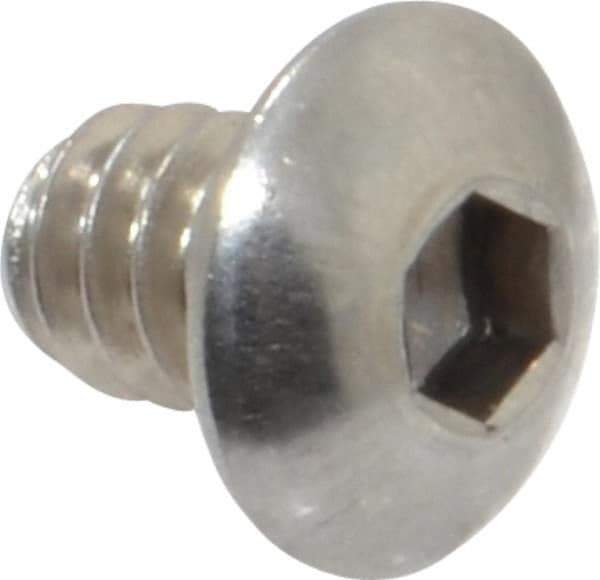 Value Collection - #10-24 UNC Hex Socket Drive, Button Screw - Grade 18-8 Stainless Steel, Uncoated, Fully Threaded, 1/4" Length Under Head - Apex Tool & Supply