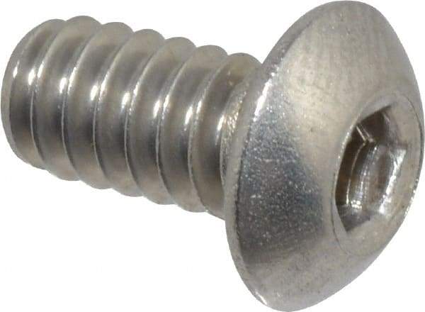 Value Collection - #10-24 UNC Hex Socket Drive, Button Screw - Grade 18-8 Stainless Steel, Uncoated, Fully Threaded, 3/8" Length Under Head - Apex Tool & Supply