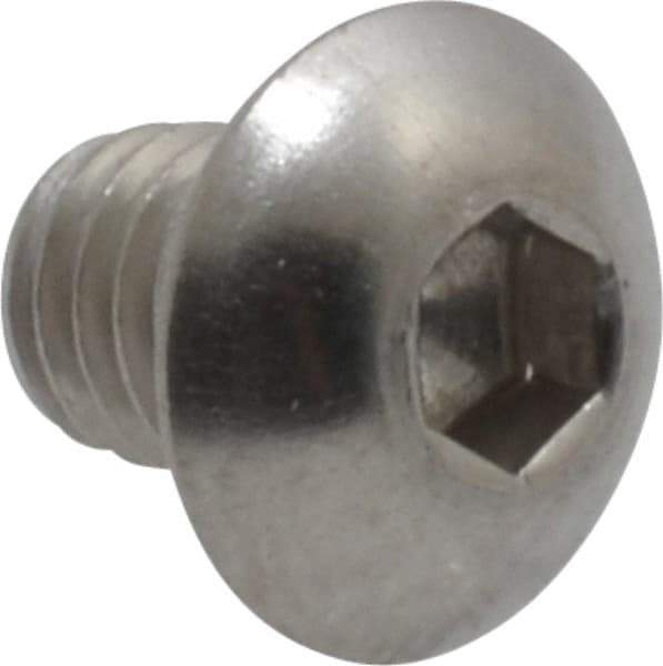 Value Collection - #10-32 UNF Hex Socket Drive, Button Screw - Grade 18-8 Stainless Steel, Uncoated, Fully Threaded, 1/4" Length Under Head - Apex Tool & Supply