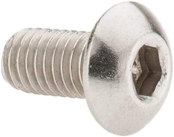 Value Collection - #10-32 UNF Hex Socket Drive, Button Screw - Grade 18-8 Stainless Steel, Uncoated, Fully Threaded, 3/8" Length Under Head - Apex Tool & Supply