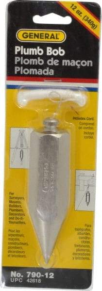 General - 4-1/2 Inch Long, 1 Inch Diameter Steel Plumb Bob - 12 Ounce - Apex Tool & Supply