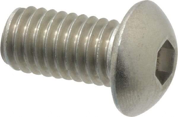 Value Collection - 3/8-16 UNC Hex Socket Drive, Button Screw - Grade 18-8 Stainless Steel, 3/4" Length Under Head - Apex Tool & Supply