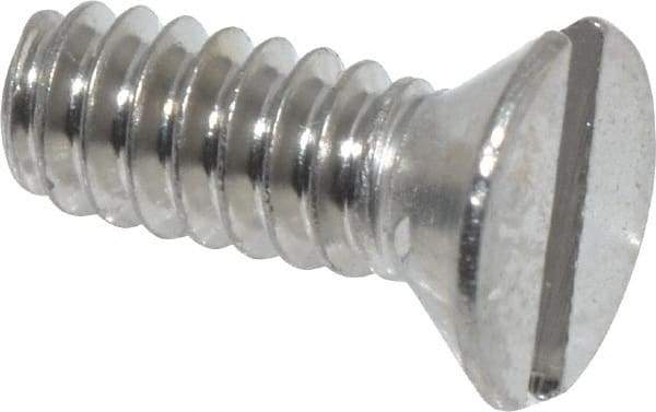 Value Collection - #6-32 UNC, 3/8" OAL Slotted Drive Machine Screw - Flat Head, Grade 18-8 Stainless Steel, Uncoated, Without Washer - Apex Tool & Supply