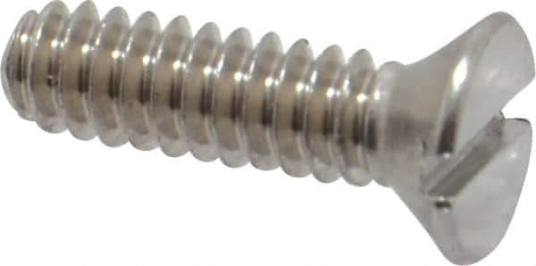 Value Collection - #6-32 UNC, 1/2" OAL Slotted Drive Machine Screw - Flat Head, Grade 18-8 Stainless Steel, Uncoated, Without Washer - Apex Tool & Supply