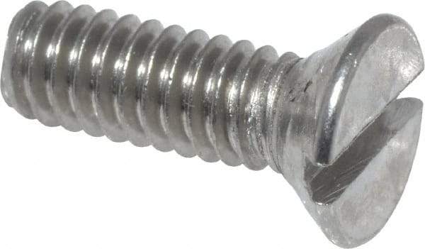 Value Collection - #8-32 UNC, 1/2" OAL Slotted Drive Machine Screw - Flat Head, Grade 18-8 Stainless Steel, Uncoated, Without Washer - Apex Tool & Supply
