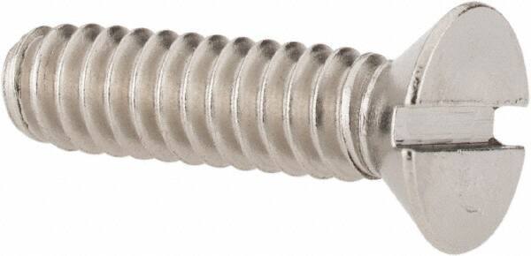 Value Collection - #10-24 UNC, 3/4" OAL Slotted Drive Machine Screw - Flat Head, Grade 18-8 Stainless Steel, Uncoated, Without Washer - Apex Tool & Supply