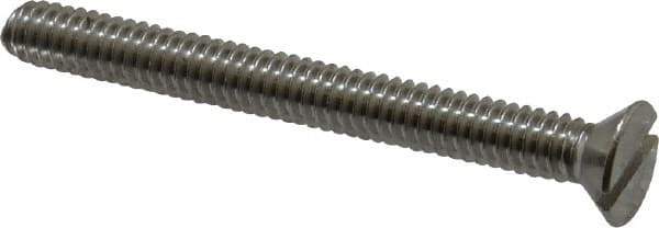 Value Collection - #10-24 UNC, 1-1/2" OAL Slotted Drive Machine Screw - Flat Head, Grade 18-8 Stainless Steel, Uncoated, Without Washer - Apex Tool & Supply