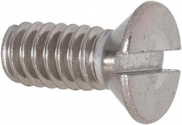 Value Collection - 1/4-20 UNC, 5/8" OAL Slotted Drive Machine Screw - Flat Head, Grade 18-8 Stainless Steel, Uncoated, Without Washer - Apex Tool & Supply