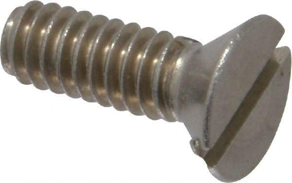 Value Collection - 1/4-20 UNC, 3/4" OAL Slotted Drive Machine Screw - Flat Head, Grade 18-8 Stainless Steel, Uncoated, Without Washer - Apex Tool & Supply