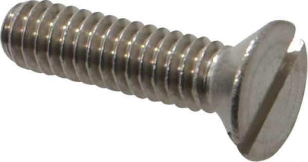 Value Collection - 1/4-20 UNC, 1" OAL Slotted Drive Machine Screw - Flat Head, Grade 18-8 Stainless Steel, Uncoated, Without Washer - Apex Tool & Supply