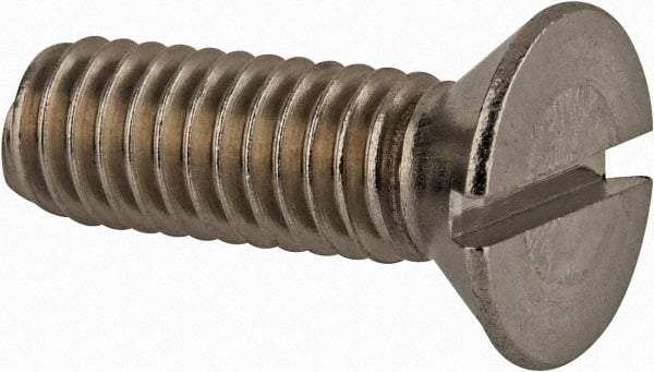Value Collection - 5/16-18 UNC, 1" OAL Slotted Drive Machine Screw - Flat Head, Grade 18-8 Stainless Steel, Uncoated, Without Washer - Apex Tool & Supply