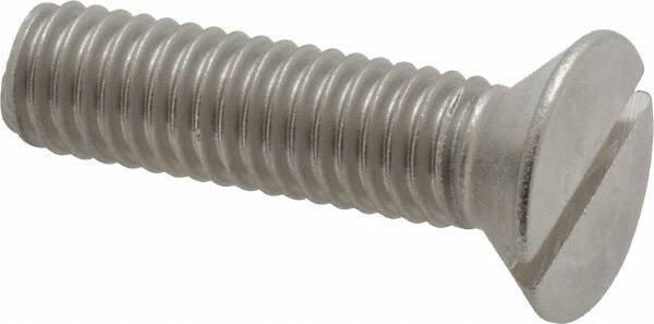 Value Collection - 3/8-16 UNC, 1-1/2" OAL Slotted Drive Machine Screw - Flat Head, Grade 18-8 Stainless Steel, Uncoated, Without Washer - Apex Tool & Supply